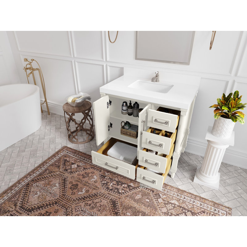 Meuble-lavabo simple 36 po avec plateau en marbre Aberdeen