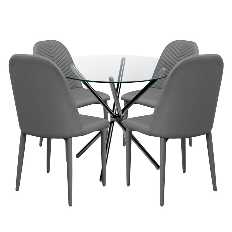 4 - Person Dining Table Set, Black, Grey
