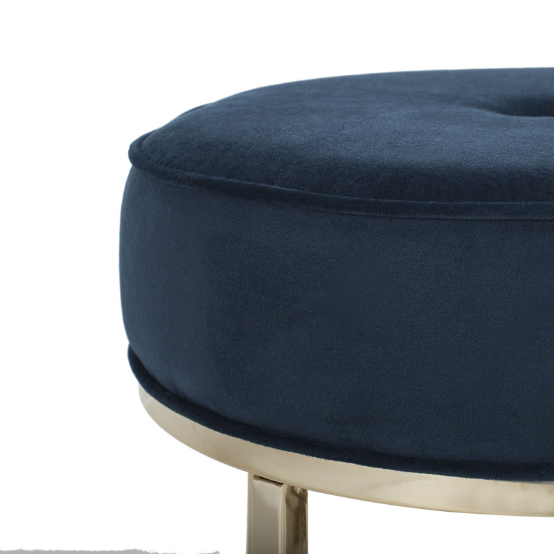 Skye Velvet Ottoman, Velvet Navy