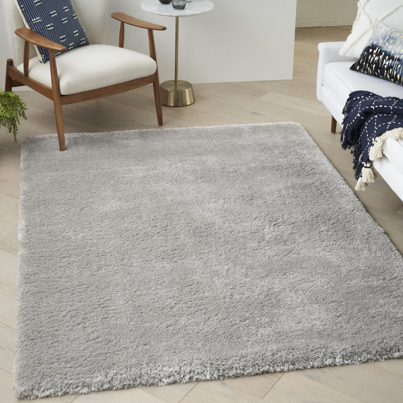 Tapis argenté à longs poils Patrice, Rectangle 5 pi 3 po x 7 pi 3 po