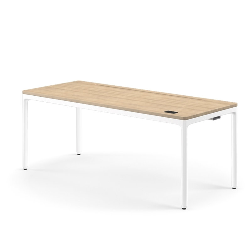 eFloat Quattro, 23 in. D x 58 in. W Sit-Stand Desk with Carbon Black Base, Carbon Black Painted Wood Top, and Black Salzburg Leather Cable Manager