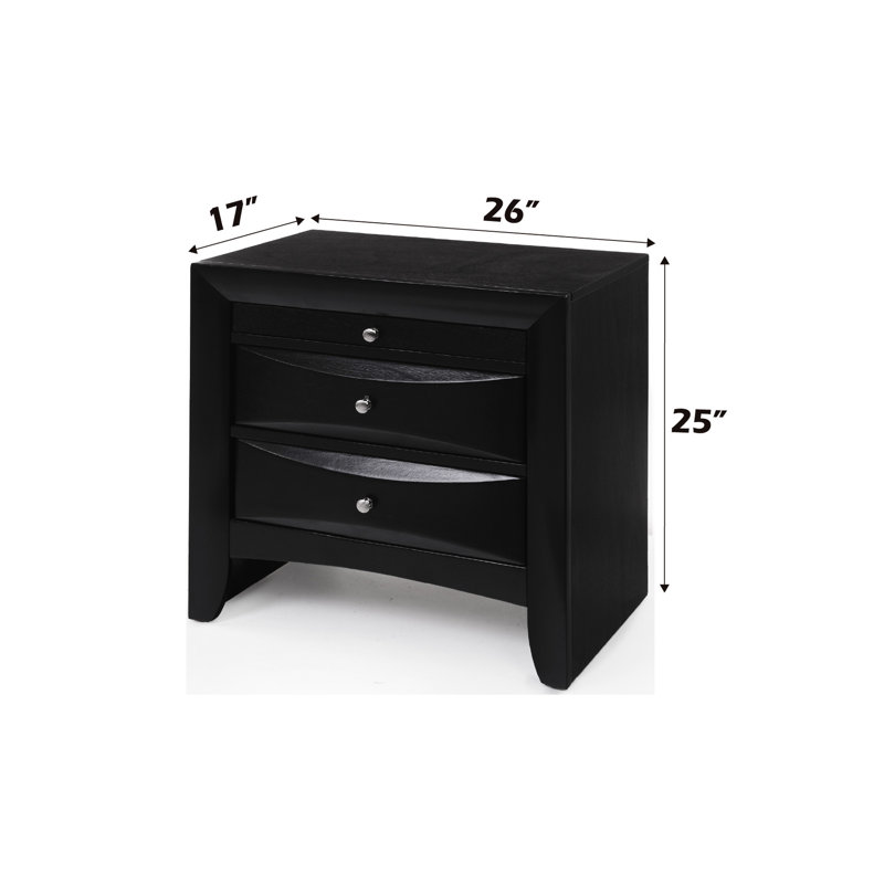 Élégante table de chevet en noir - Élément de décor à 2 tiroirs à mouvement lisse