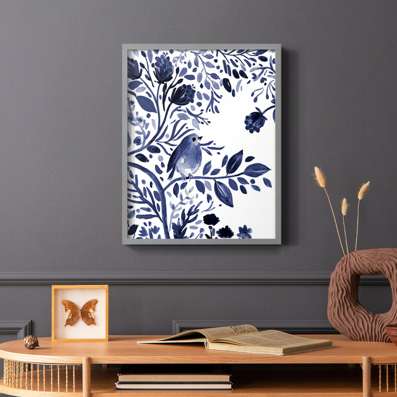 Indigo Song I, reproduction encadrée - bois massif, Gris, H 10 po x l 8 po
