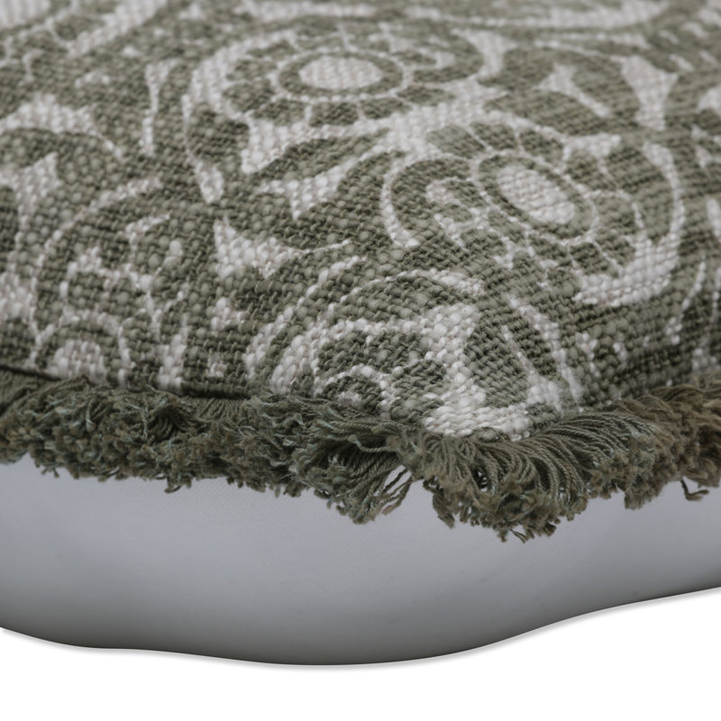 Tara Grass Embroidered Cotton Throw Pillow