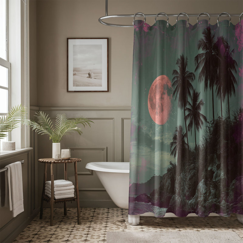 Classic Palm Designs - Rideau de douche standard 1 pièce, H 74 po x l 71 po