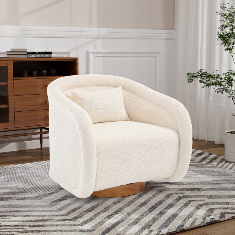 Fauteuil demi-tonneau pivotant l 29,9 po, Teddy blanc