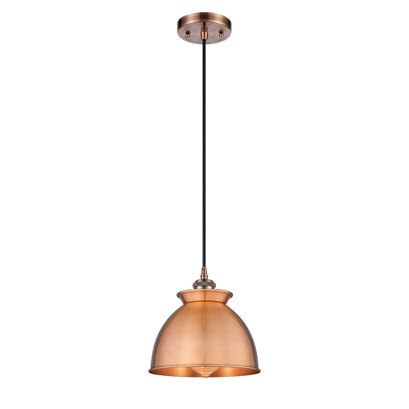 1 - Light Single Pendant, 130" H x 8.13" W x 8.13" D, Antique Copper, Antique Copper