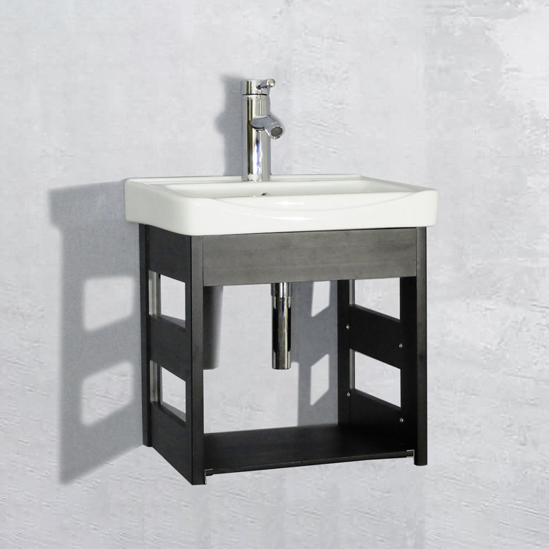 Meuble-lavabo simple 16,9 po Maycie avec comptoir en céramique Maycie