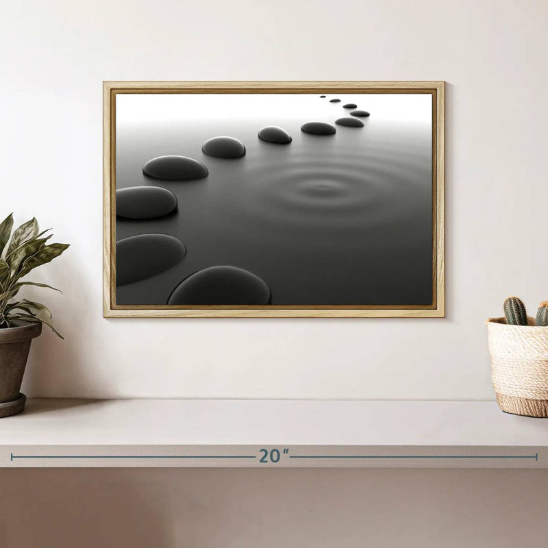 Cailloux sur l'eau, Cadre flottant en bois naturel, 13 po x 9 po