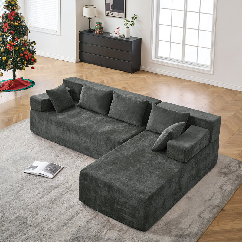 105"Cloud Modular Sectional Sofa Couch with L-Shape Chaise,Modern Minimalist Upholstered Couches for Living Room Bedroom,Deep Seat Corner Couch,No Assembly Required