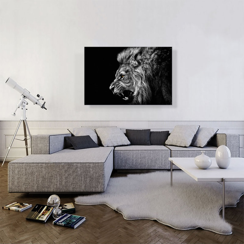 «Roaring Lion», reproduction d'art sur toile tendue, H 26 po x l 40 po x 1,5 po