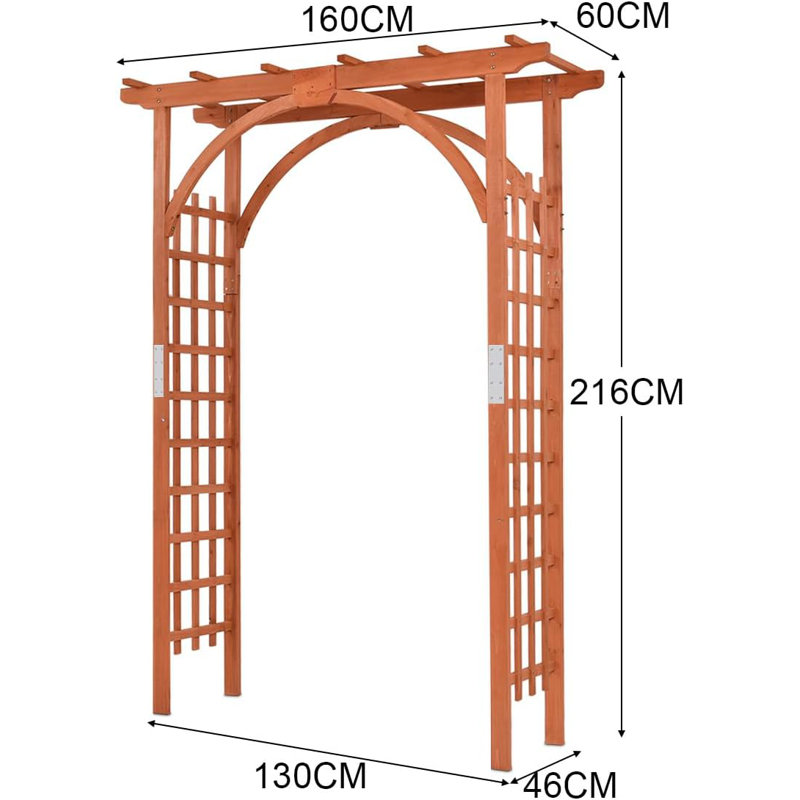 Valmonte 160cm W x 60cm D Solid Wood Arbour in Wood