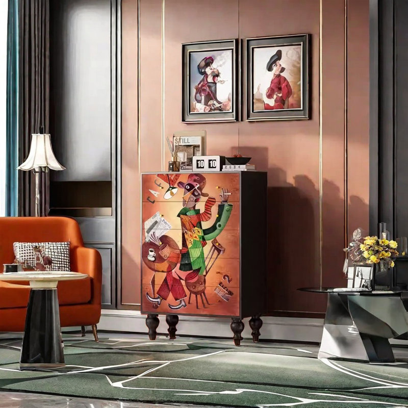Elegant Storage Cabinet with Walnut Frame