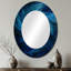 Blue Swirl Wave Spiral I - Abstract Spirals Round Mirror Wall Decor-121883878-121883882