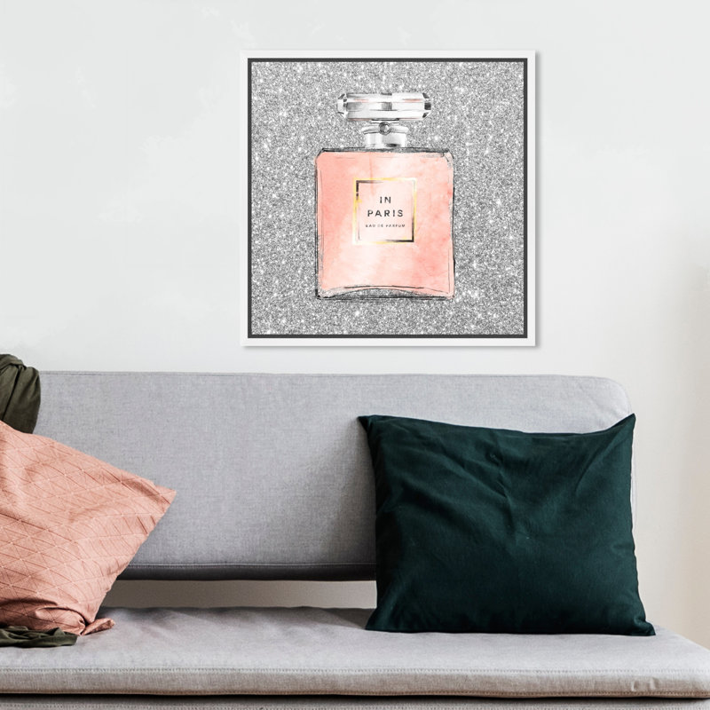 «Paris Glitter Spring, Paris Glitter Perfume», impression sur toile gris moderne pour le bain, H 13 po x l 13 po
