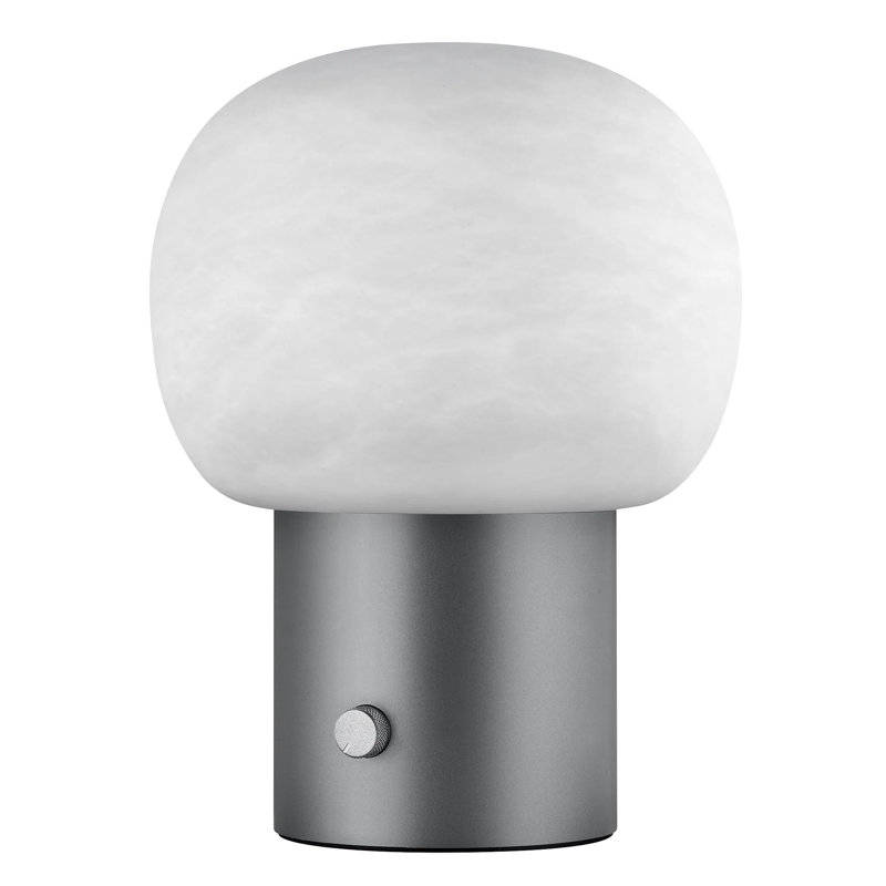 Glass Lamp, Alabaster , Gunmetal