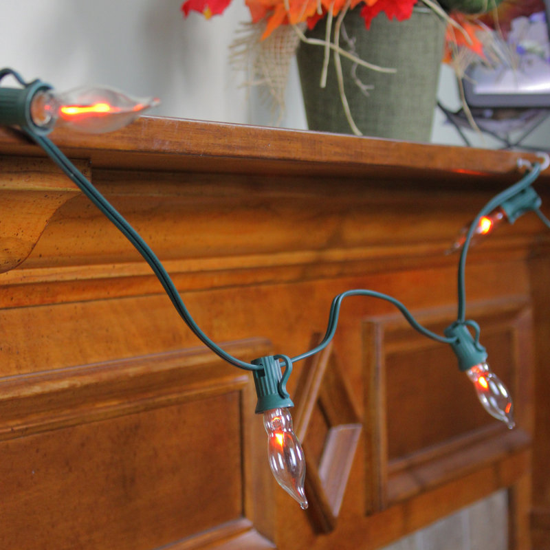 Ensemble de 10 lumières d'Halloween flamme scintillante C7 - fil vert 9 pi
