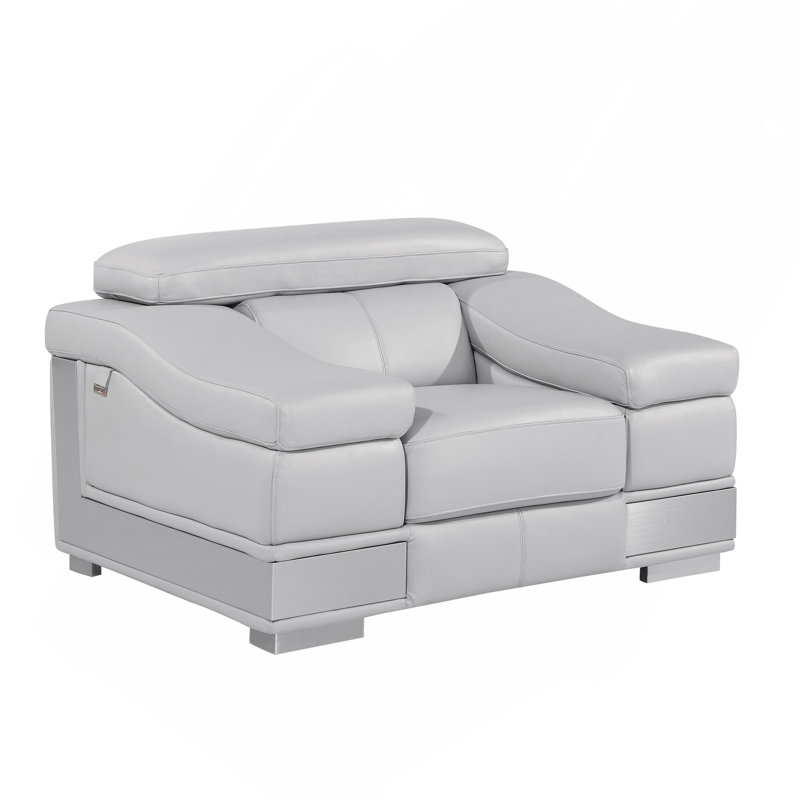Chaise en cuir fleur, Gris clair