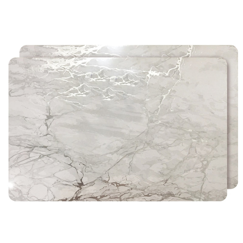 Napperons abstraits 12 po x 18 po argentés et gris, Argent