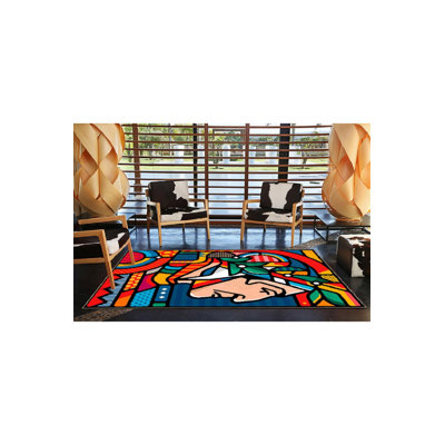 Tapis orange lavable à motifs orange
