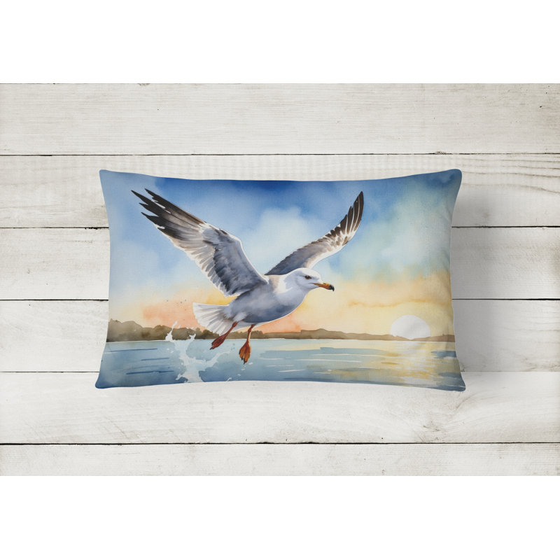 Gull Flying Low Throw Pillow, Rectangle 12"H x 16"W