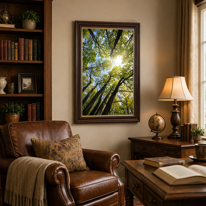 «Green Forest Trees Atteignant Up to Blue Sky» avec art mural sur toile, H 18 po x l 12 po