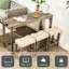 Table de bar rectangulaire avec fonction de charge électrique et sièges confortables, chaise brune en simili grain de bois