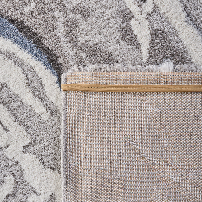 Awais Abstract Area Rug in Grey/White/Black, Runner 2' x 11'