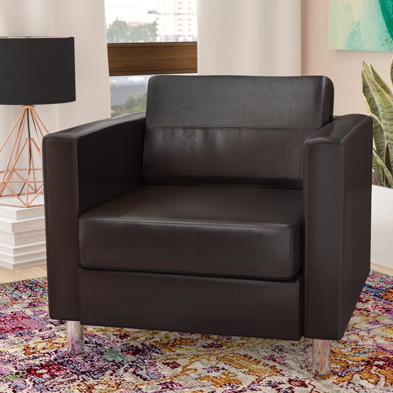 Desantiago Upholstered Armchair, Black Faux Leather