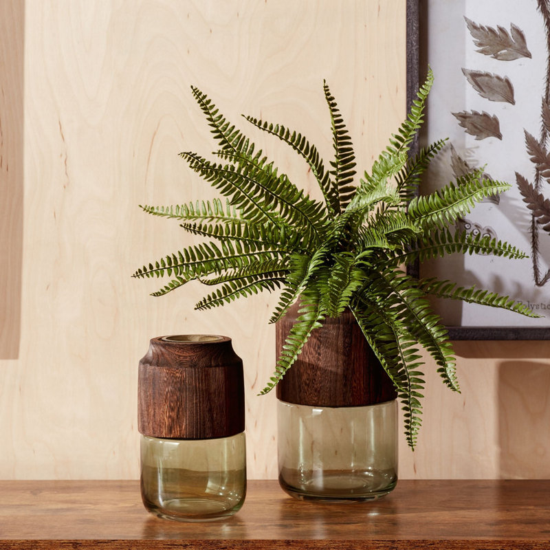 Bradon Glass Table Vase, Brown/Green, 9" H x 5.5" W x 5.5" D