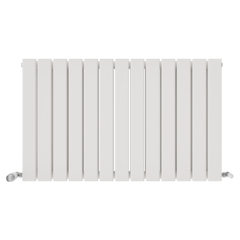 iBathUK Belgravia Horizontal Double Slim Flat Panel Radiator (KDW229), 60cm H x 98.8cm W x 6.9cm D, White