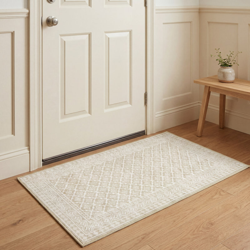 Laura Ashley Washable Printed Velvet Rug, 2'1" x 3'9", Beige