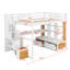 Lit mezzanine peu encombrant avec bureau intégré, tablettes ouvertes, tiroirs intégrés et escalier de rangement-1416747935