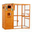 Grande clôture extérieure pour chat de 70 po de hauteur, 4 fenêtres, 2 salles de repos, plateformes, toit imperméable, orange avec motifs colorés pour l'interaction verrouillable et la sieste