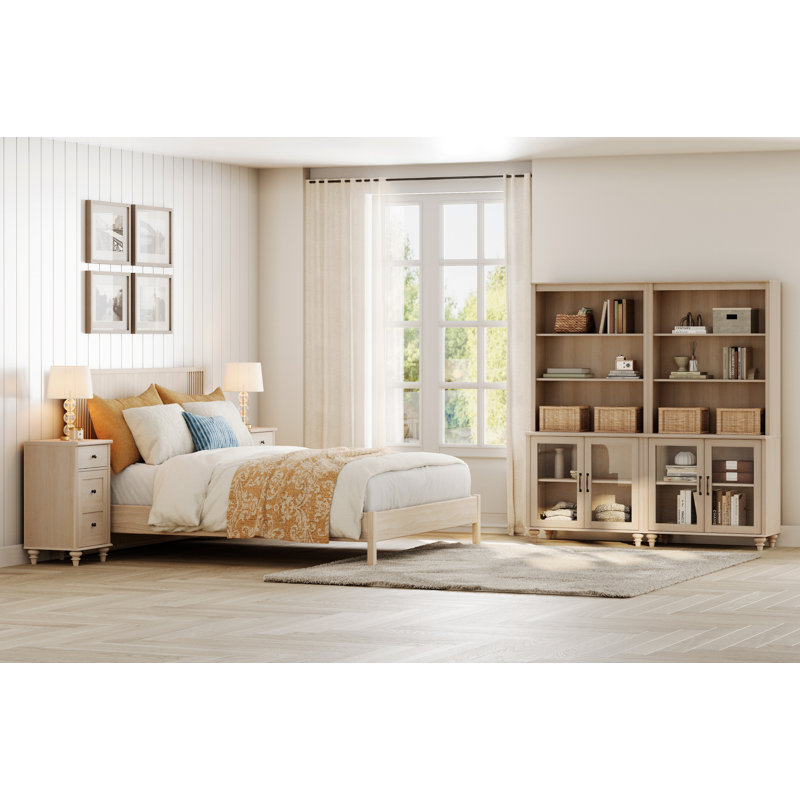  Ensemble de 2 bibliothèques à 5 niveaux avec bibliothèque Scarlett, Beige clair