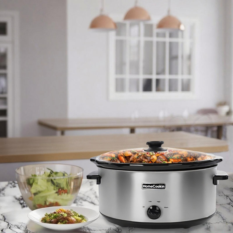 Mijoteuse ovale manuelle 8 pintes HomeCookin, Argent inoxydable, 8 pte