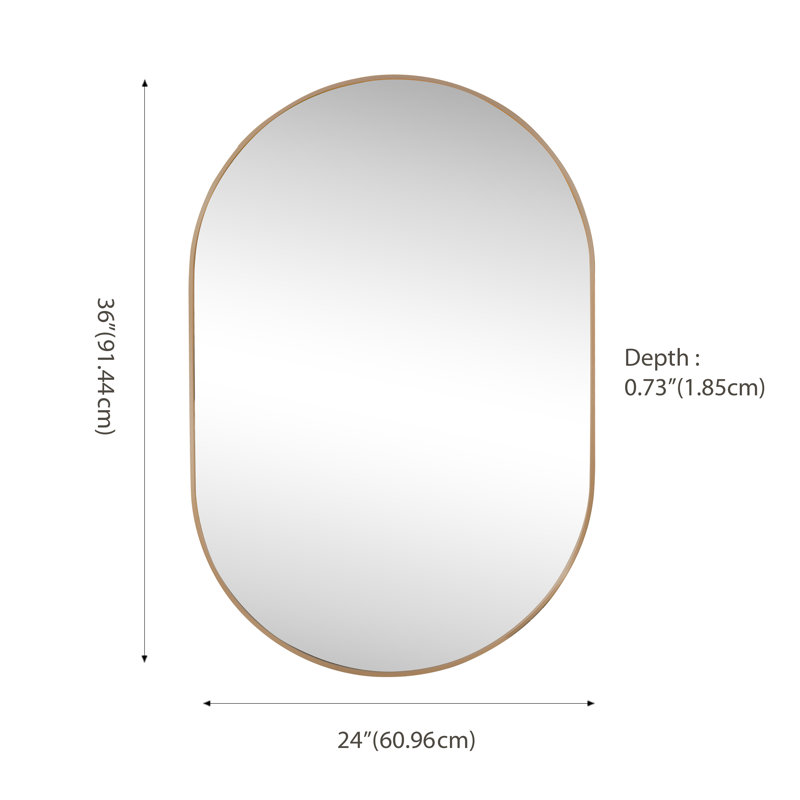 Milly 24 in. W x 36 in. H Medium Oval Metal Framed Wall Mirror, Bathroom Vanity Mirror Vertical/Horizontal, Gold, Gold
