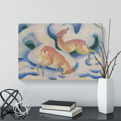 Deer In The Snow by Franz Marc - Wrapped Canvas Painting