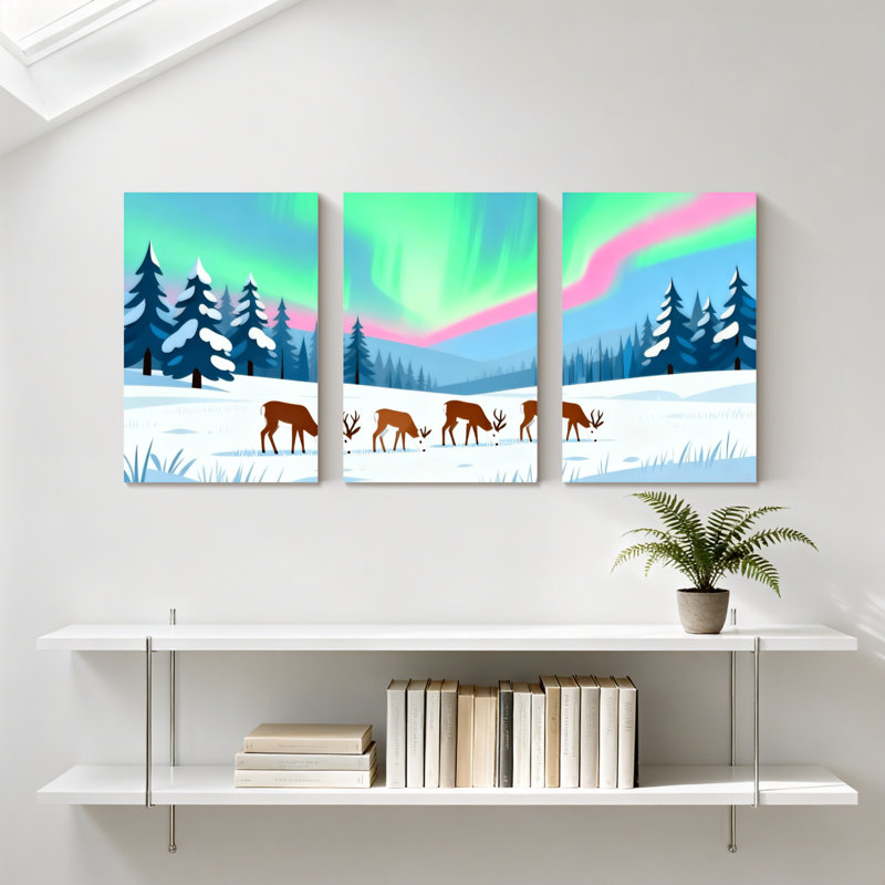 Ensemble de 3 impressions sur toile, forêt d'hiver, H 30 po x l 60 po