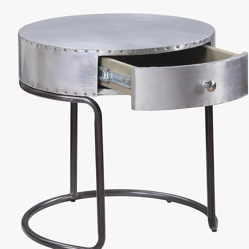 Table d'appoint en aluminium avec rangement noir