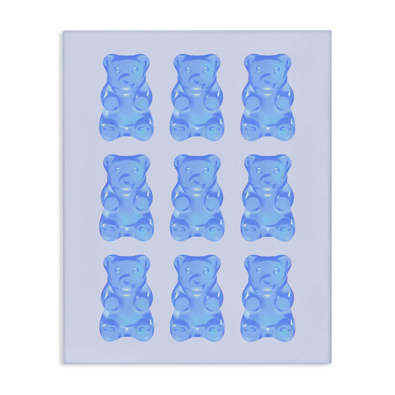  «Blue Candy Bears», art mural sur toile par House of Lulu, H 20 po x l 16 po
