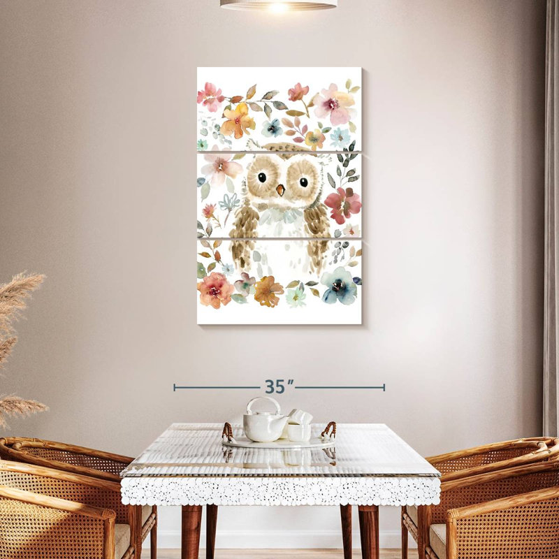 Brampt Flowers And Friends Owl, 45" H x 28" W