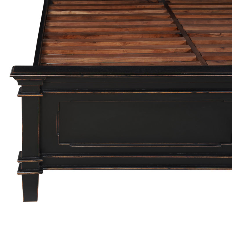 Trento Queen Bed in Distressed Black, Queen