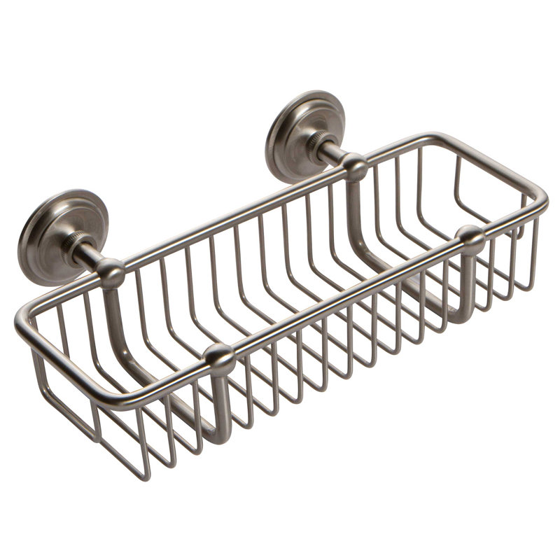 London Terrace Toiletry Basket, Satin Nickel, 3.25" H x 10.63" W x 5.31" D