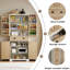 Garde-manger de 71,8 po avec tablettes de porte et tablettes réglables, organisateur de placard autoportant en bois