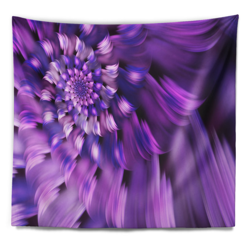 Tapisserie floral bleu floral en forme de fleur, H 78 po x l 92 po
