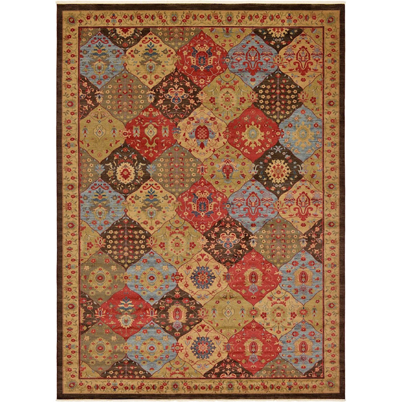 Tapis à motif oriental brun Stirling, Rectangle 10 pi 6 po x 16 pi 5 po