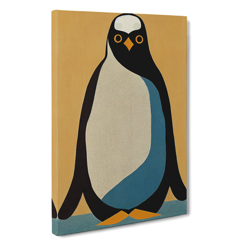 Retro Penguin Art No.3 - Wrapped Canvas, 76cm H x 50cm W x 3cm D