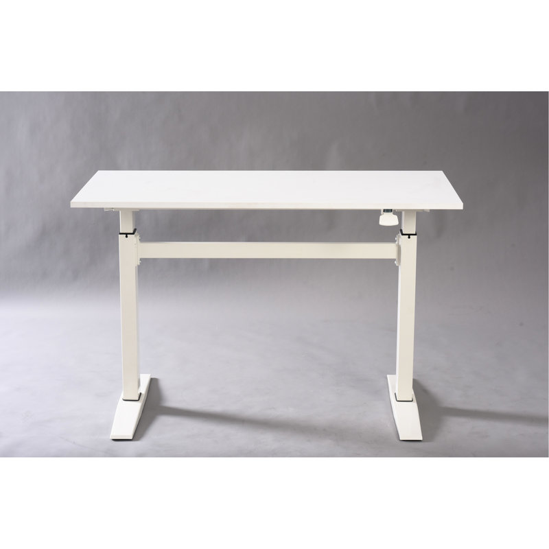 Bureau debout blanc de 47 po, contrôle manuel de la hauteur, poids de 90,77 lb, style de travail réglable pratique avec fonction de réglage