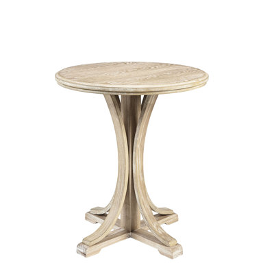 Ash Veneer Top Accent Table, Solid Wood Legs In Reclaimed Wheat, 21"X24", Living Room, Tabletop, Legs, Room Furniture